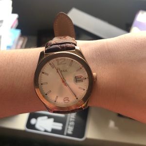 Fossil watch with leather strap